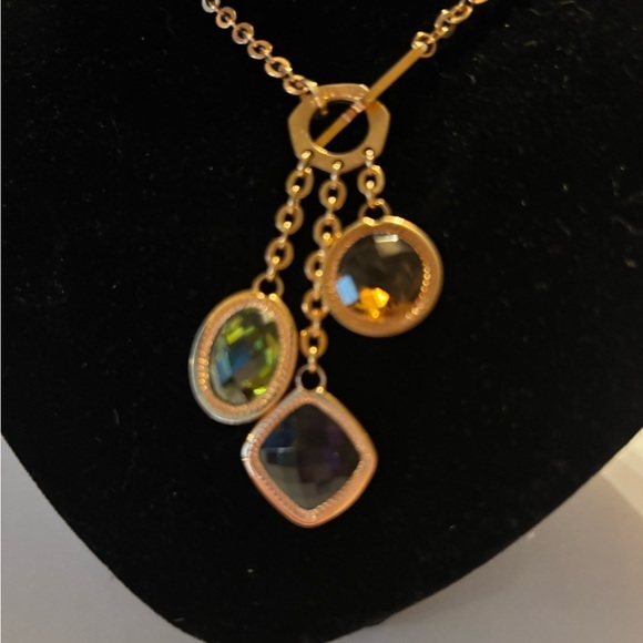 “Firenze” 14KT Rose Gold Filled 3 Stone Italian Necklace. - Picture 2 of 6